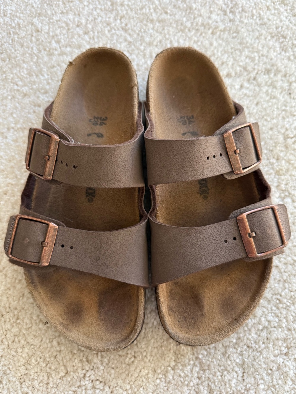 Birkenstock Kids’ Birk-Flor Arizona Brown Slide Sandals with Buckles